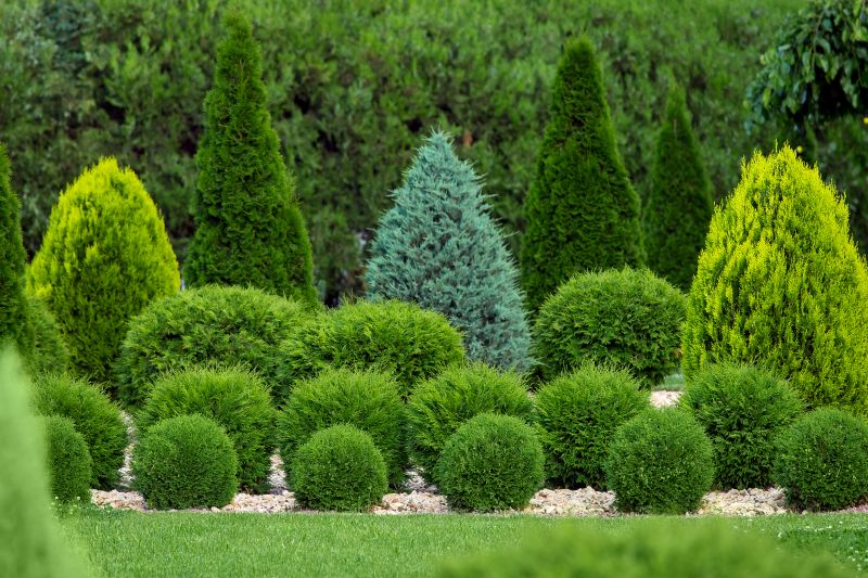 Evergreen Shrubs Shaped for Design